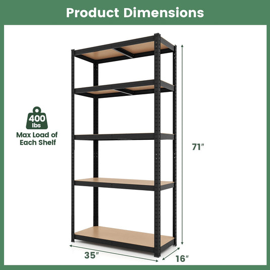 Goplus 5 Tier Adjustable Garage Shelving Unit,2000 lbs Max Load, 35”W x 16”D x 71”H Multipurpose Organizing Shelf for Warehouse, Shed, Pantry