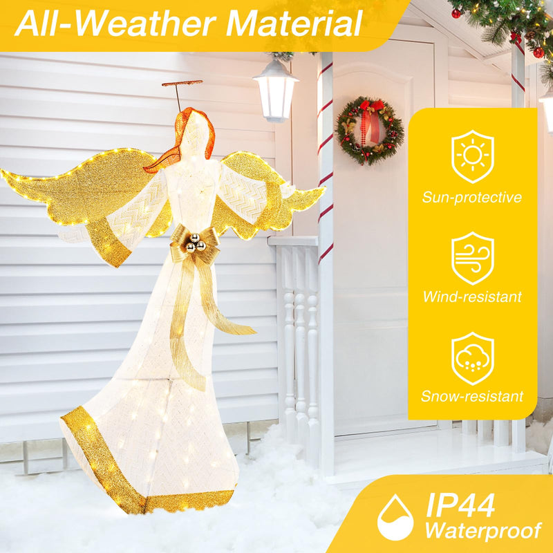 Load image into Gallery viewer, Goplus 5.2 FT Christmas Lighted Angel, Pre-Lit Winged Holiday Figure Angel with180 Warm White LED Lights
