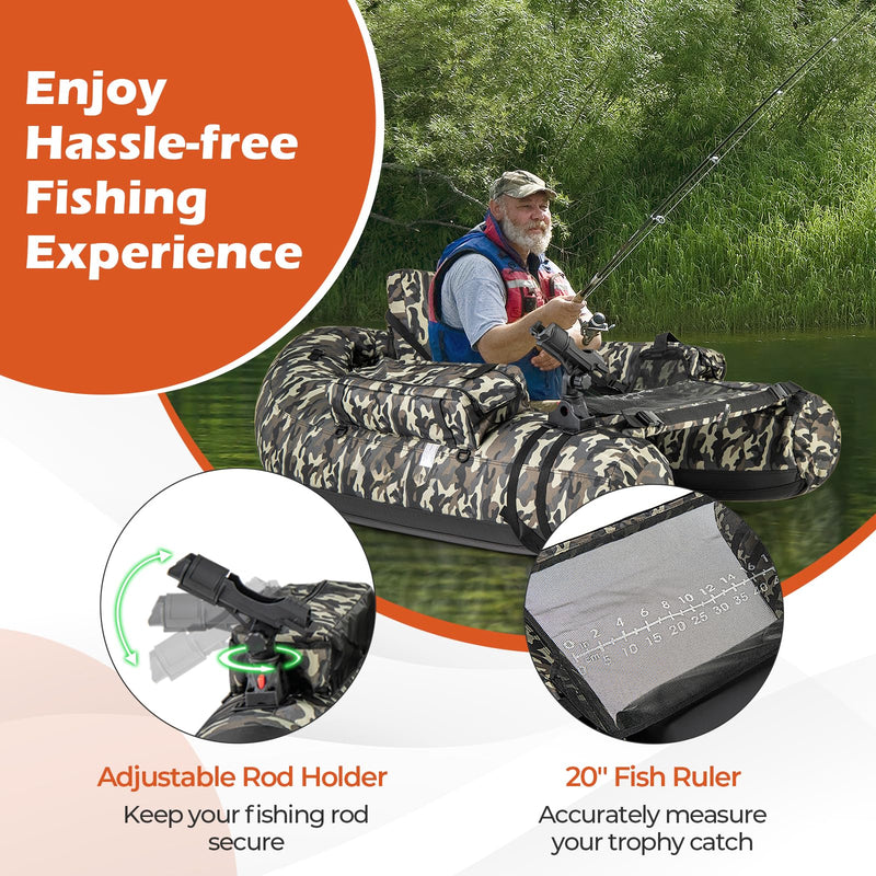 Load image into Gallery viewer, Goplus Inflatable Float Tube, Fishing Belly Boat with Fish Ruler, Pump, Storage Bag
