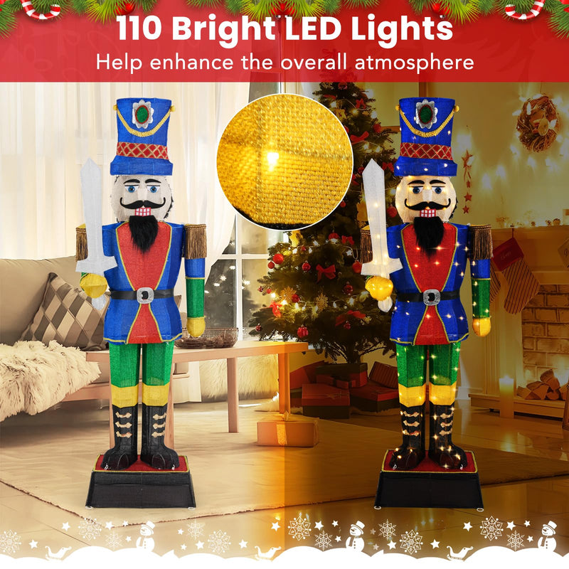 Load image into Gallery viewer, Goplus 6 FT Lighted Nutcracker with Sword, Life-Size Soldier Christmas Decoration with 110 LED Lights
