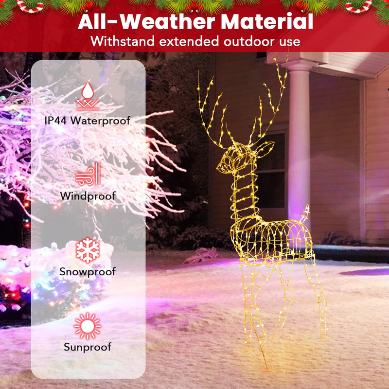 Load image into Gallery viewer, Goplus Christmas Lighted Reindeer, 6 ft 3D Festive Buck with 300 Warm White LED Lights
