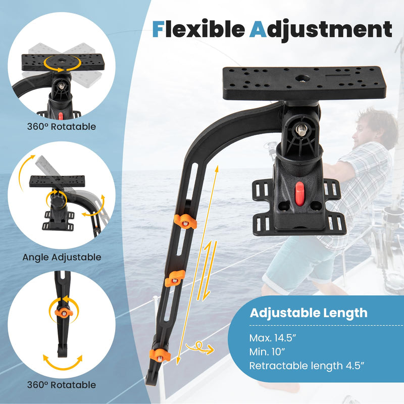 Load image into Gallery viewer, Goplus Fishing Float Tube Accessories, 360° Rotatable Fish Finder Holder w/ Mount Bracket
