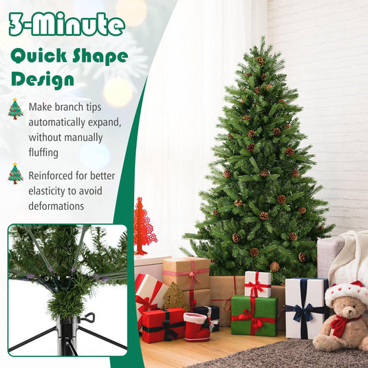 Goplus 3-Minute-Setup Pre-Lit Christmas Tree with Storage Bag