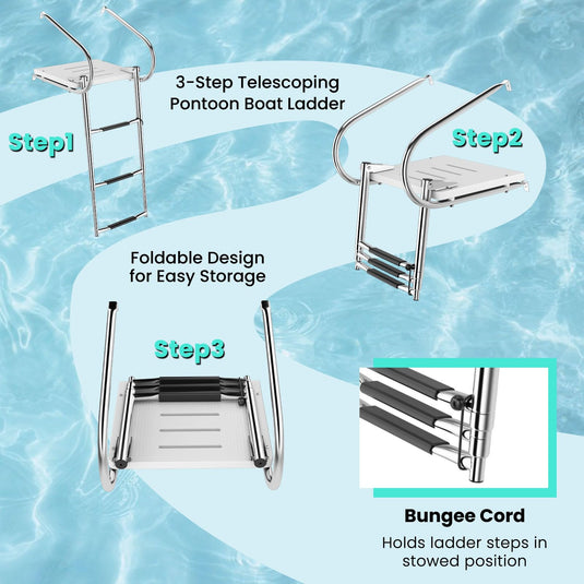 Goplus 3-Step Swim Platform Boat Ladder