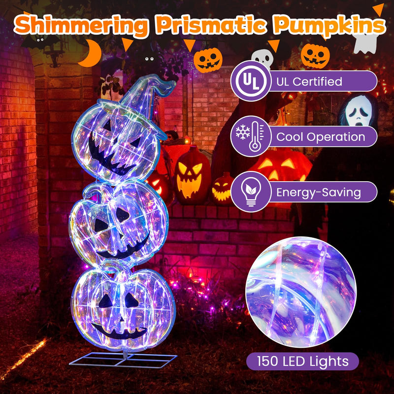 Load image into Gallery viewer, Goplus 3.4 Ft Halloween Decorations, Light up Stacked Pumpkins with 150 LED Lights
