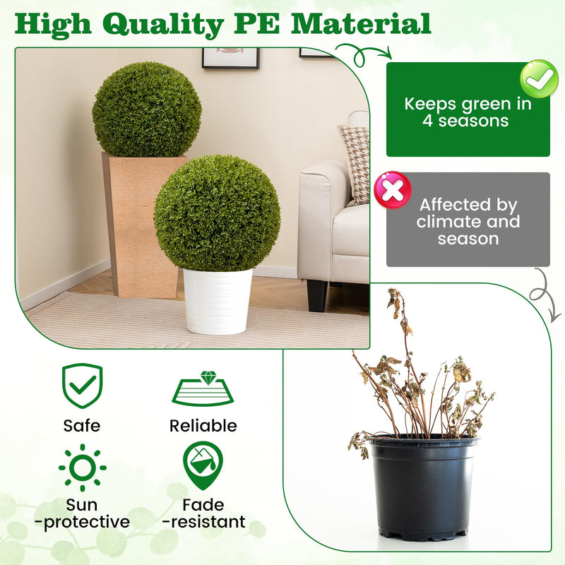 Load image into Gallery viewer, Goplus 2 PCS 20 Inch Artificial Plant Topiary Ball, Round Faux Boxwood Balls Outdoor with Mimic Fluffy Leaves
