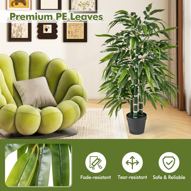 Load image into Gallery viewer, Goplus Artificial Bamboo Tree, 50&quot; Tall Set of 2 Fake Bamboo Plant with 3 PE Bamboo Trunk &amp; Flush Leaves
