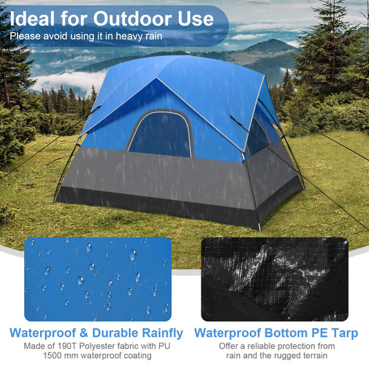 Goplus Camping Tent for 2-3 People, Waterproof & Windproof Family Dome Tent w/Removable Rainfly