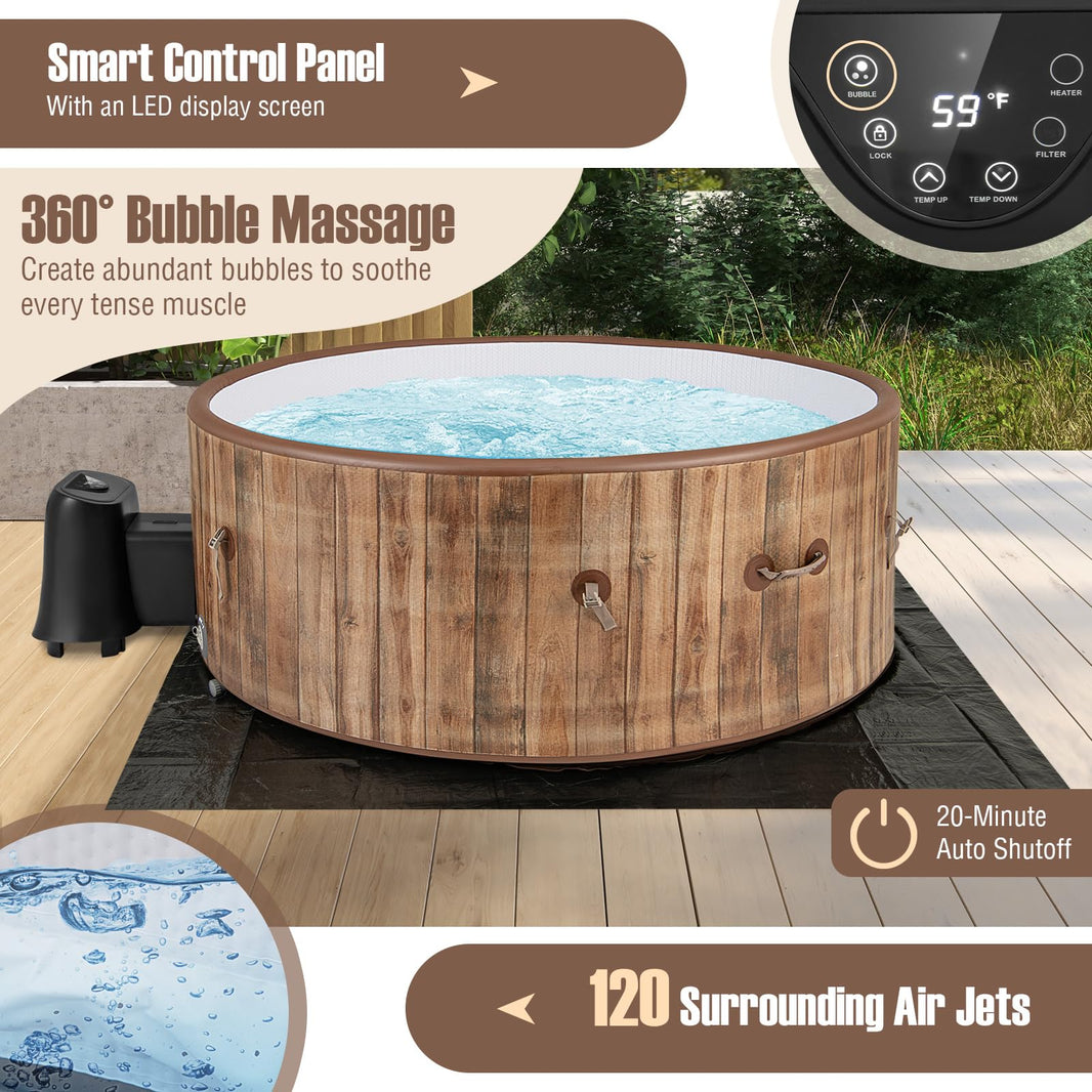 Goplus Inflatable Hot Tub, 46 Person 72” Round Pool Hottub w/120 Air