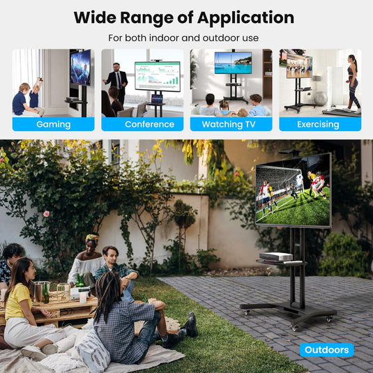 Goplus Mobile TV Stand for 32"-85" LCD LED OLED Flat Screen TVs up to 132 lbs, Rolling TV Stand Max VESA 600x400mm