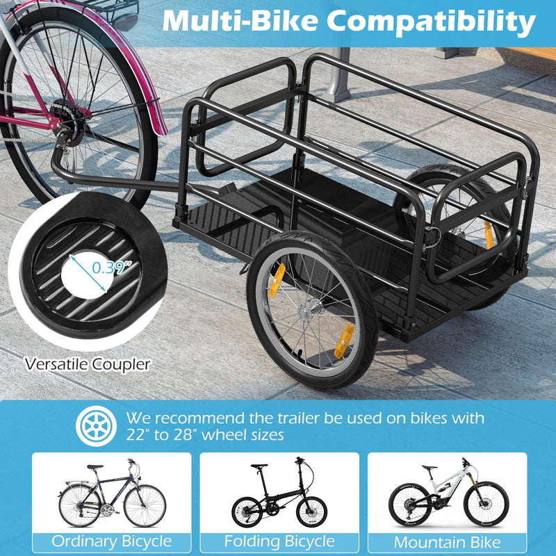 Load image into Gallery viewer, Goplus Bike Cargo Trailer, Folding Bike Cart with Weather-Proof Oxford Cover, Universal Hitch, 16&quot; Pneumatic Wheels
