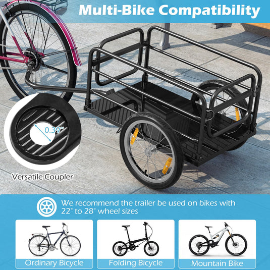 Goplus Bike Cargo Trailer, Folding Bike Cart with Weather-Proof Oxford Cover, Universal Hitch, 16" Pneumatic Wheels