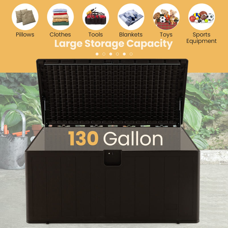 Load image into Gallery viewer, Goplus Outdoor Storage Box, 130 Gallon Waterproof Patio Storage Box with Lockable Lid, Hydraulic Support Rod for Pillows, Cushions, Toys
