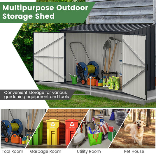 Goplus 6.3 x 2.8 FT Metal Outdoor Storage Shed, Snap-on Structures for Efficient Assembly