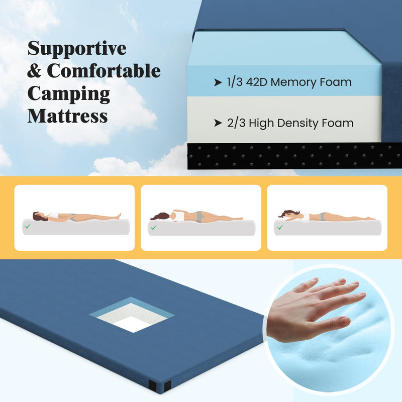 Load image into Gallery viewer, Goplus Memory Foam Camping Mattress, Portable Roll up Sleeping Pad w/Anti-Slip Bottom, Twin, 74&quot; x 38&quot;
