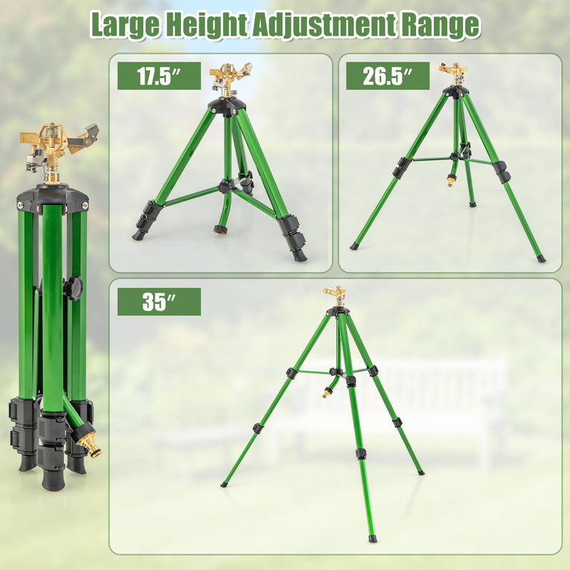 Load image into Gallery viewer, Goplus Tripod Sprinkler 2 Pack, Impact Sprinklers on Tripod Base with 360 Degree, 36-44.6FT Coverage Area, 17.5”-35” Height Adjustment
