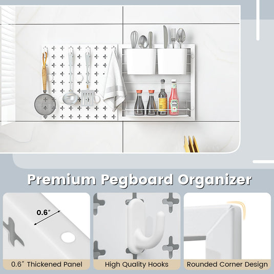 Goplus Peg Board, Metal Pegboard Kit with 2 Pegboard Panels