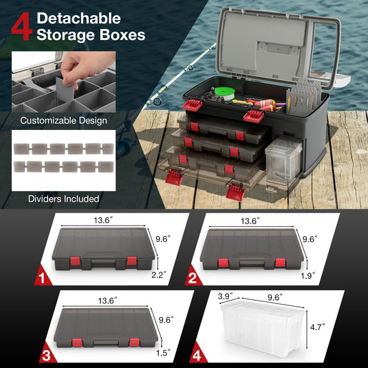 Stacking Tackle Box Goplus Large Tackle Box, Portable Fishing Storage, Premium Box for Tac ...
