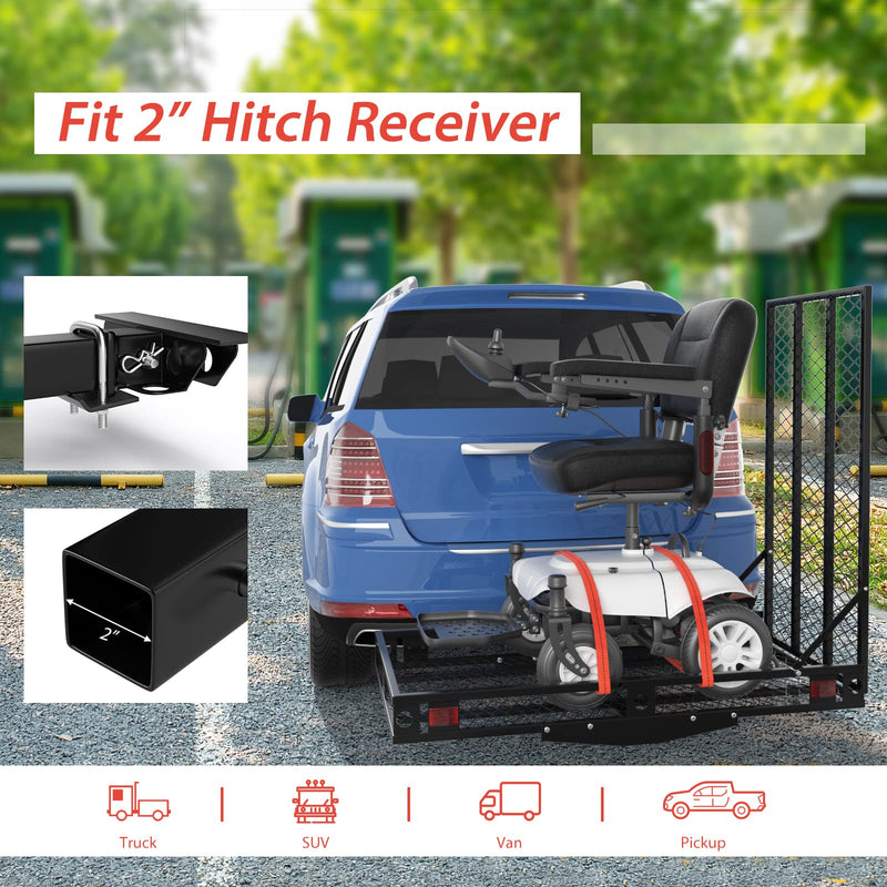 Load image into Gallery viewer, Goplus Hitch Mount Wheelchair Carrier, Mobility Scooter Loading Ramp with 2 Tie Down Straps
