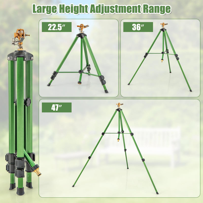 Load image into Gallery viewer, Goplus Tripod Sprinkler 2 Pack, Impact Sprinklers on Tripod Base with 360 Degree, 36-44.6FT Coverage Area, 22.5”-47” Height Adjustment
