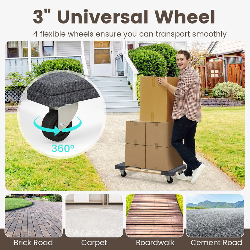 Load image into Gallery viewer, Goplus 4 Wheel Dolly Cart, 30.5&quot; x 18.5&quot; Furniture Dolly w/ 4 Universal Wheels
