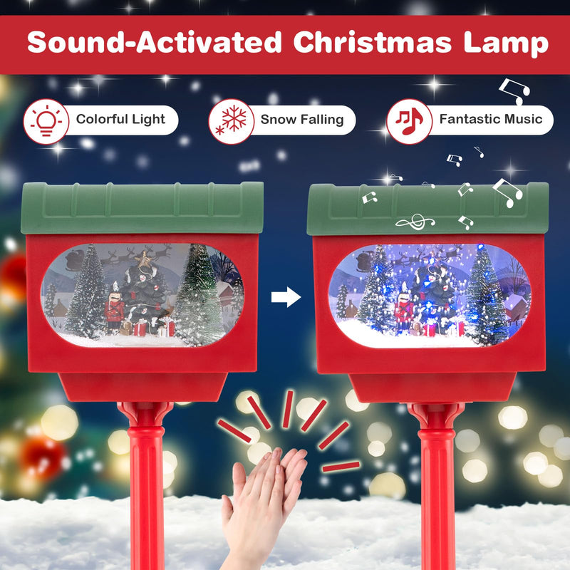 Load image into Gallery viewer, Goplus 59 Inch Musical Christmas Street Lamp, Festive Lamp Post w/Sound-Activated Snow Globe Lantern
