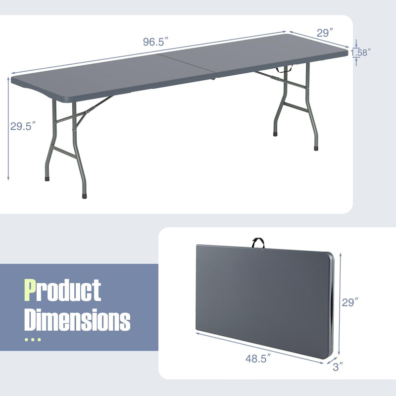 Load image into Gallery viewer, Goplus 8ft Plastic Folding Table, 350 LBS Outdoor Heavy Duty Folding Tables with HDPE Tabletop, Handle
