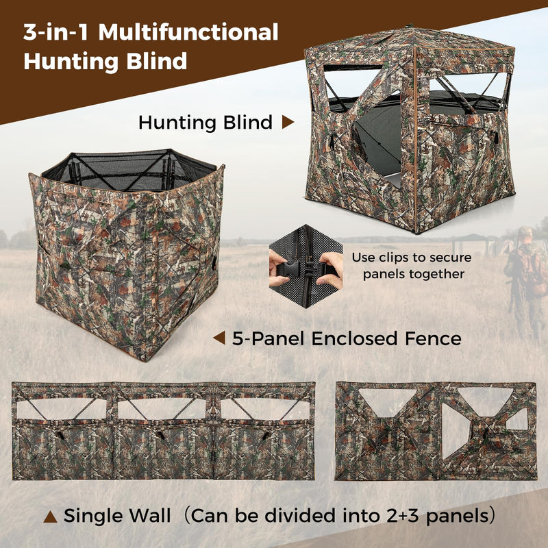 Load image into Gallery viewer, Goplus 3 in 1 Multifunctional Hunting Blind, 360° One-Way See-Through Hunting Tent w/Skylight
