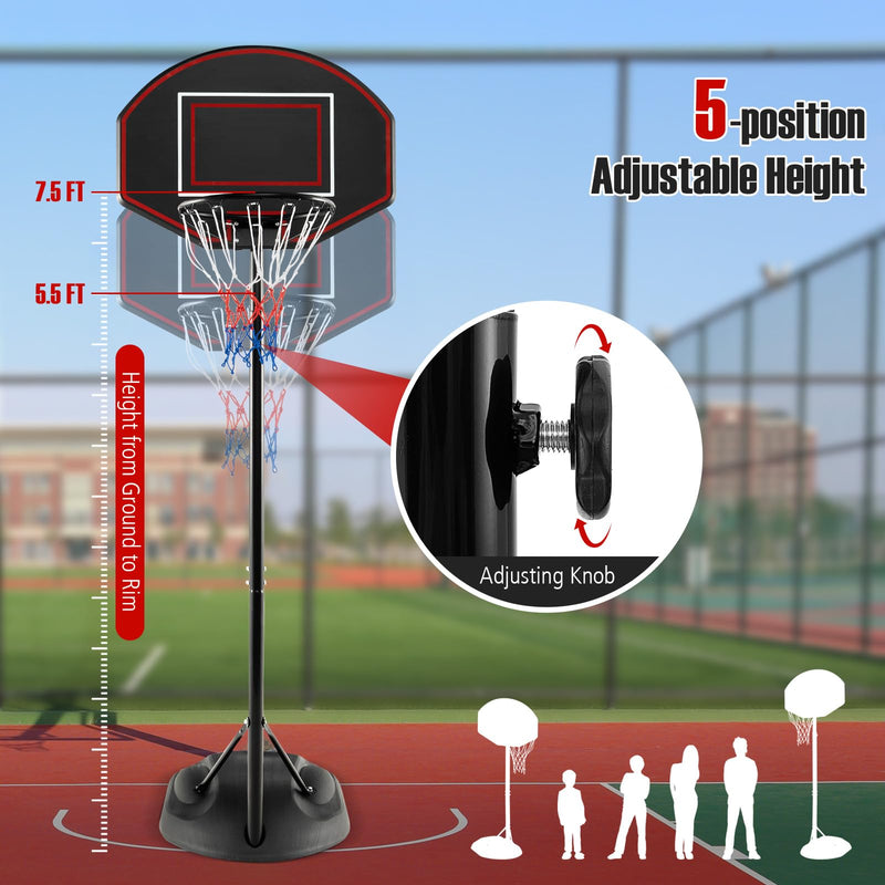 Load image into Gallery viewer, Goplus Portable Basketball Hoop Outdoor, 5.5-7.5 FT Basketball Goal with 5 Adjustable Height
