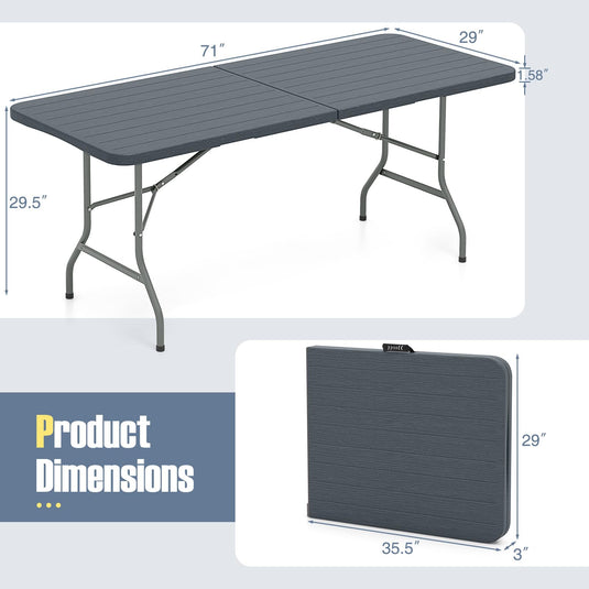 Goplus 6ft Plastic Folding Table, 350 LBS Indoor Outdoor Heavy Duty Portable Folding Tables with HDPE Tabletop