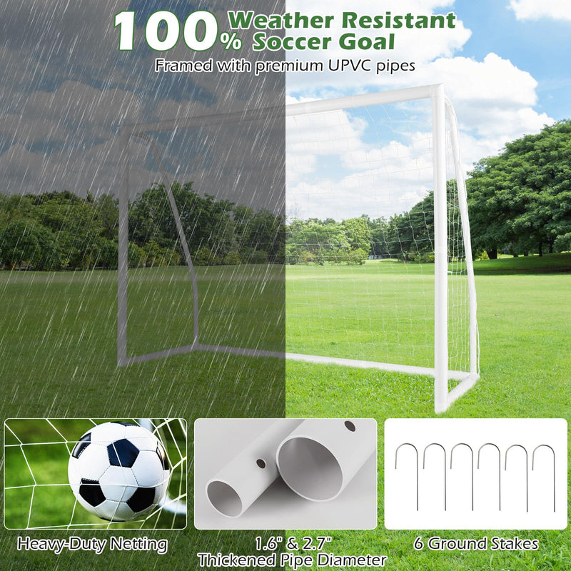 Load image into Gallery viewer, Goplus Soccer Goal, 8&#39;x6&#39; Soccer Net with Strong UPVC Frame, Quick Set-up, High-Strength Netting
