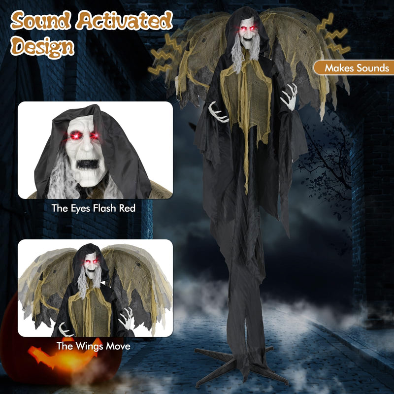 Load image into Gallery viewer, Goplus 8.2 FT Halloween Standing Witch, Poseable Halloween Animatronic Prop with Light up Eyes
