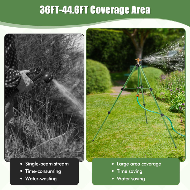 Load image into Gallery viewer, Goplus Tripod Sprinkler 2 Pack, Impact Sprinklers on Tripod Base with 360 Degree, 36-44.6FT Coverage Area, 22.5”-47” Height Adjustment
