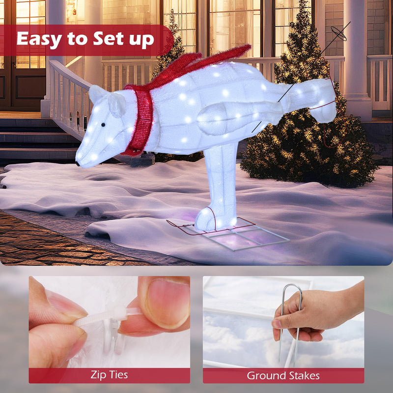 Load image into Gallery viewer, Goplus 4.5 FT Lighted Skiing Polar Bear, Light up Christmas Decoration with Red Scarf
