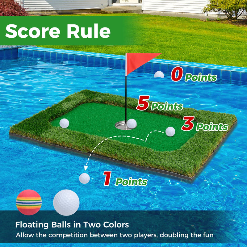 Load image into Gallery viewer, Goplus Floating Golf Green for Pool, Chipping Green Mat w/Hitting Mat, Golf Balls, Flag &amp; Tee, Rectangle, 35.5&quot; x 23.5&quot;
