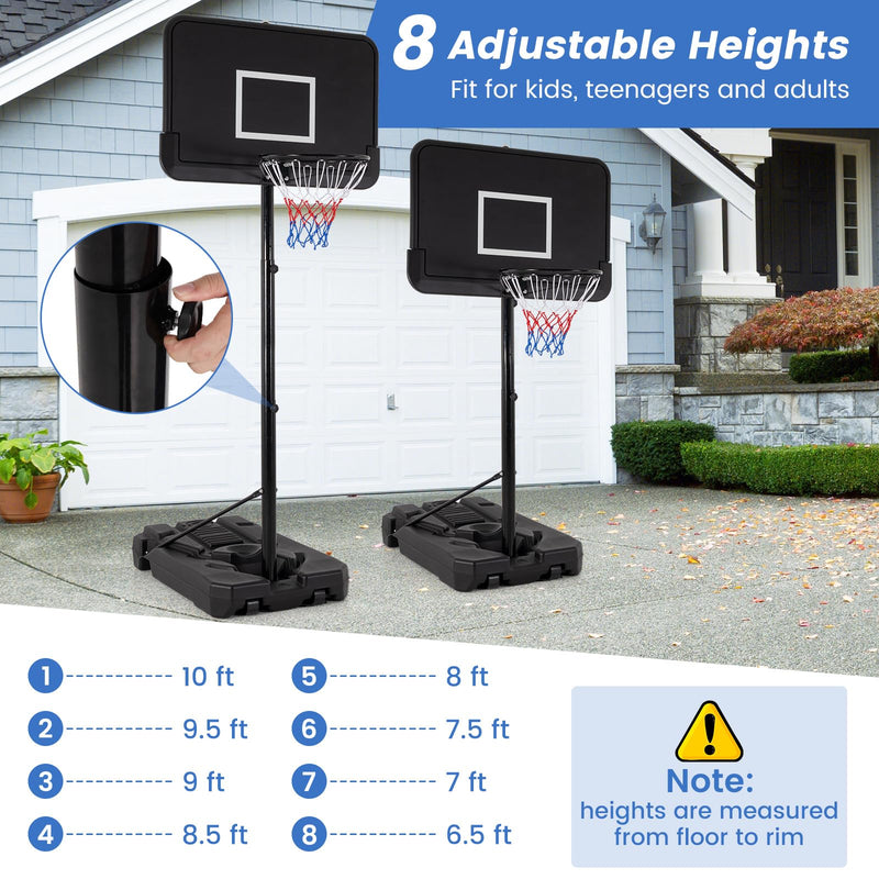 Load image into Gallery viewer, Goplus Portable Basketball Hoop Outdoor, 6.5-10FT Adjustable Basketball Goal System w/44-Inch Shatterproof Backboard
