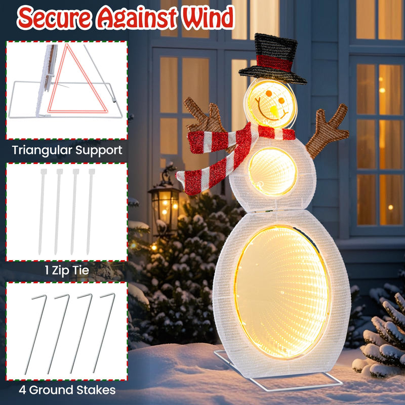 Load image into Gallery viewer, Goplus 2.6 FT Lighted Christmas Decoration, Pre-Lit 2D Snowman with 3 Infinity Mirror Lights
