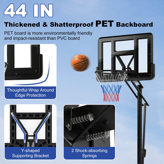 8 to 10ft 5-Level Height Adjustable Basketball Goal Hoop Stand - Goplus
