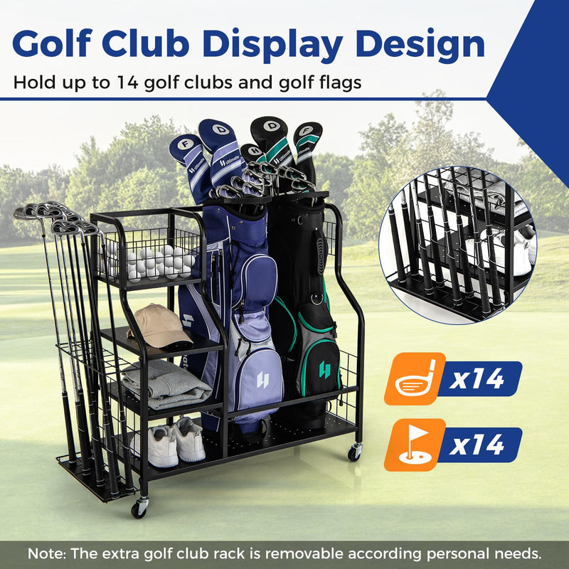 Load image into Gallery viewer, Goplus Golf Bag Storage Garage Organizer, Extra Large Storage Stand for 2 Golf Bags
