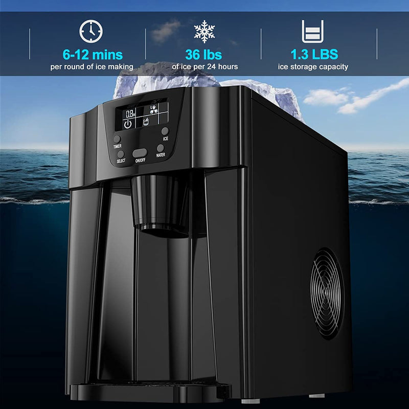 Load image into Gallery viewer, 2 in 1 Ice Maker with Water Dispenser, Countertop Ice Cube Maker with LED Display, 9 Cubes Ready in 6-12 Min
