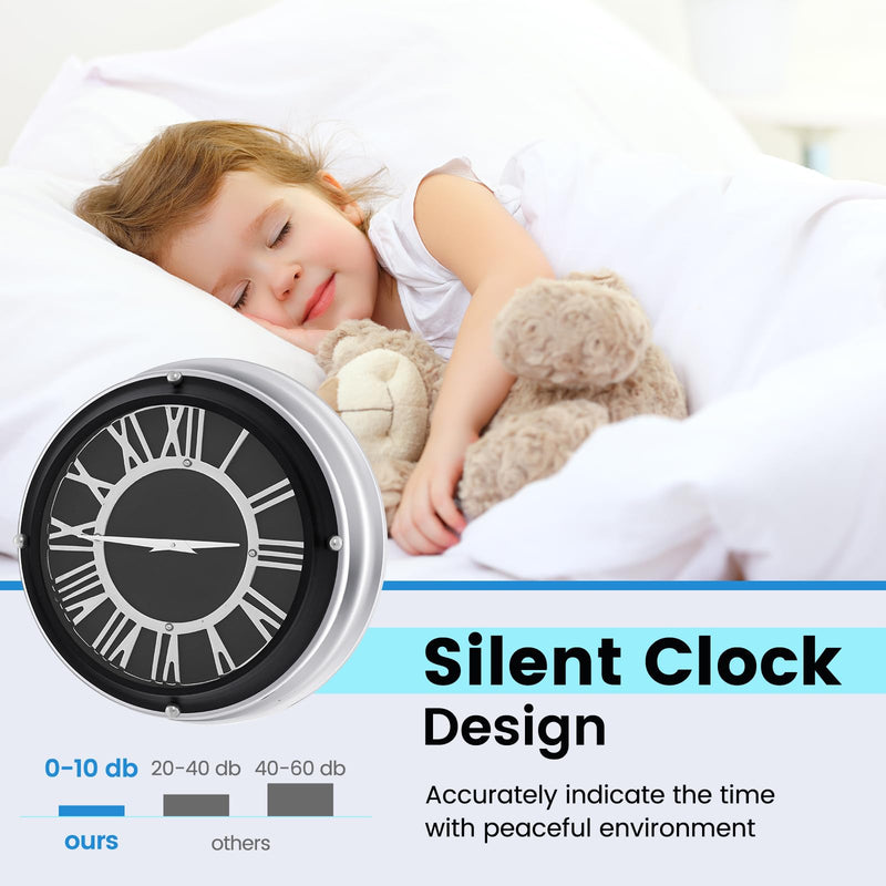 Load image into Gallery viewer, Goplus Silent Wall Clock, Non-Ticking Modern Clock
