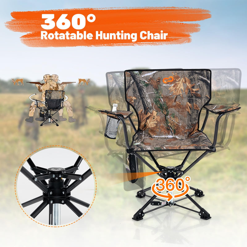 Load image into Gallery viewer, Goplus Swivel Camping Chair, Potable Hunting Chair for Adults w/Cup Holder &amp; Carrying Bag
