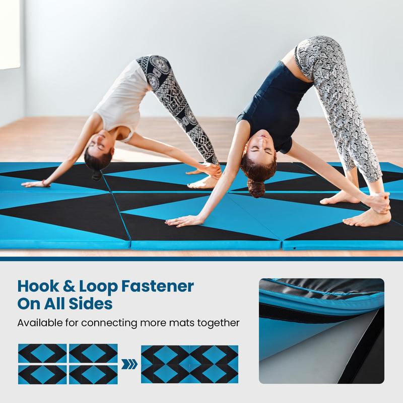 Load image into Gallery viewer, Goplus Folding Gymnastics Mat, 10’ x 4’ x 2’’ Thick Tumbling Mats with PU Leather, Hook &amp; Loop Fasteners

