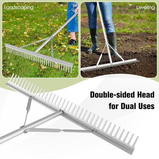 Goplus Landscape Rake 36 Inch, Aluminum Rake Head w/36 Tines and 68