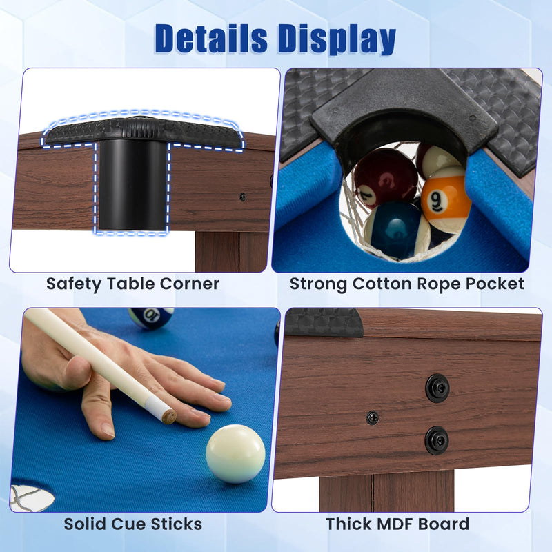 Load image into Gallery viewer, Goplus 48” Pool Table, Wooden Billiards Table w/ 2 Cue Sticks, 16 Balls, 2 Chalks, Triangle, Brush
