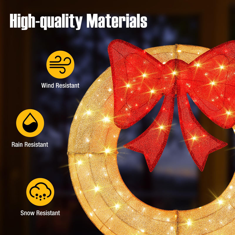 Load image into Gallery viewer, Goplus 48 Inch Pre-Lit Christmas Wreath, Indoor/Outdoor Xmas Decoration with 200 LED Lights
