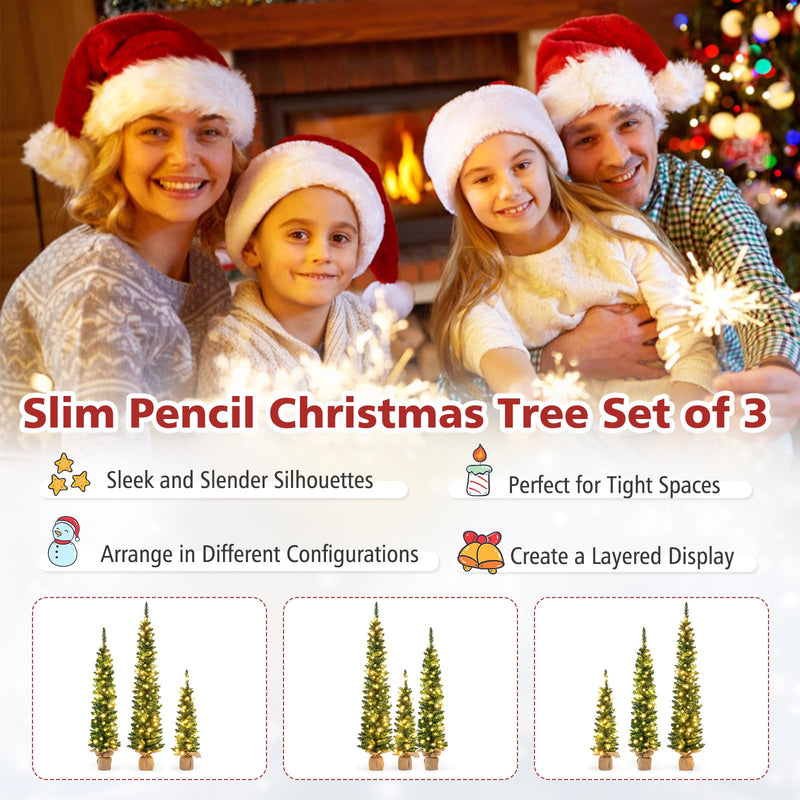 Load image into Gallery viewer, Goplus 3&#39; 4&#39; 5&#39; Pre-Lit Artificial Christmas Tree Set of 3
