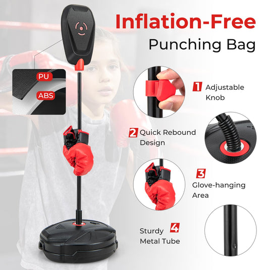 Goplus Inflation-Free Punching Bag, Boxing Bag Set with Boxing Gloves