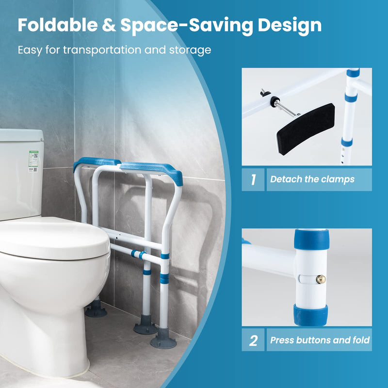 Load image into Gallery viewer, Goplus Toilet Safety Rails, Heavy Duty Toilet Safety Frames &amp; Rails with Handles for Elderly, Handicap and Disabled
