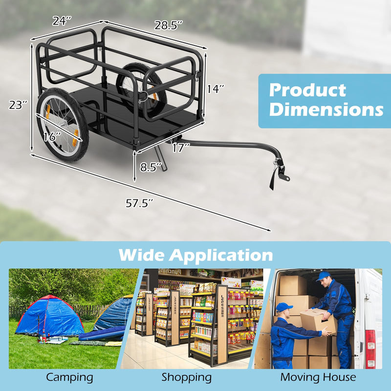 Load image into Gallery viewer, Goplus Bike Cargo Trailer, Folding Bike Cart with Weather-Proof Oxford Cover, Universal Hitch, 16&quot; Pneumatic Wheels
